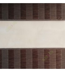Dark brown color Vertical stripes with horizontal thread lines soft finished with transparent net fabric zebra blind